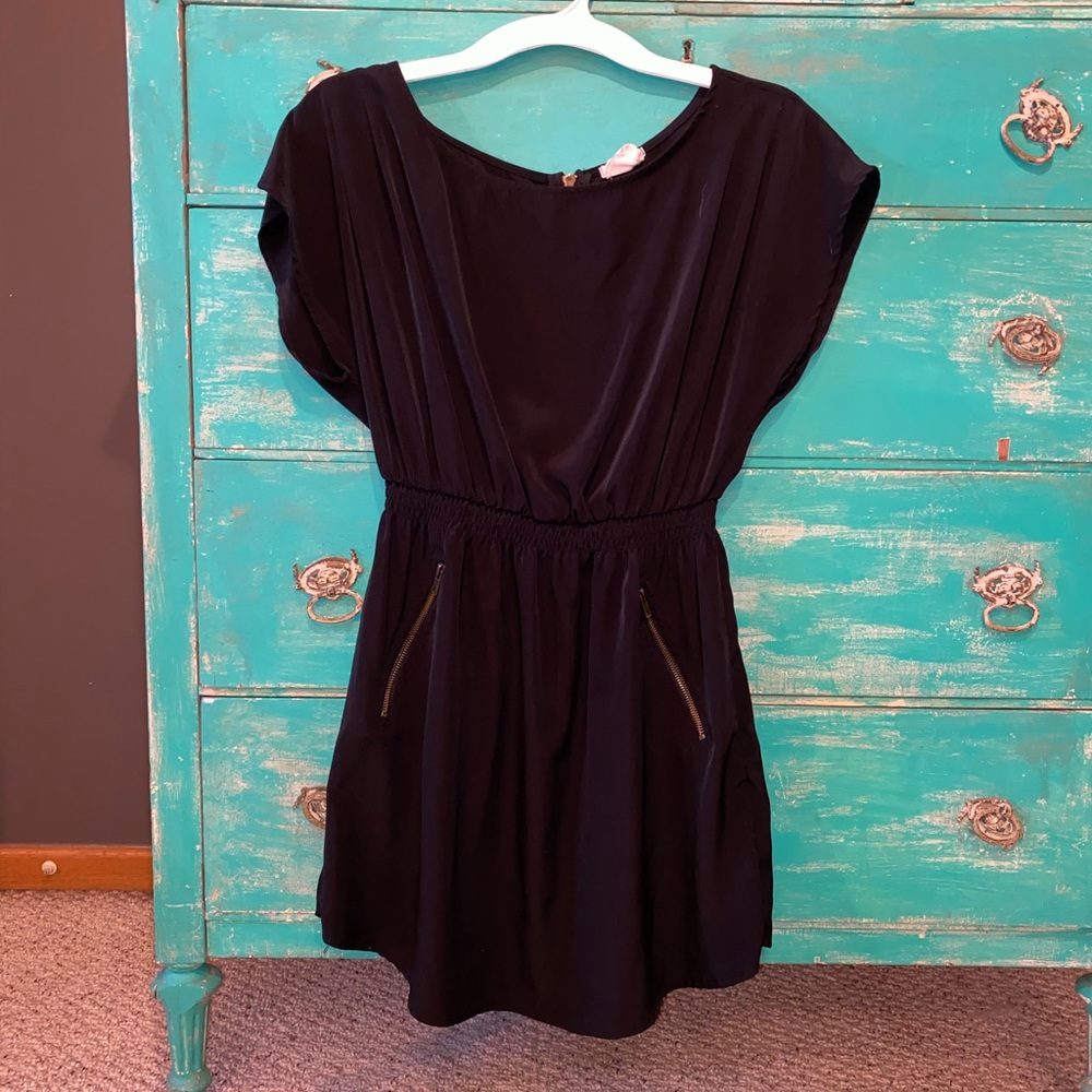 Black short sleeved mini dress